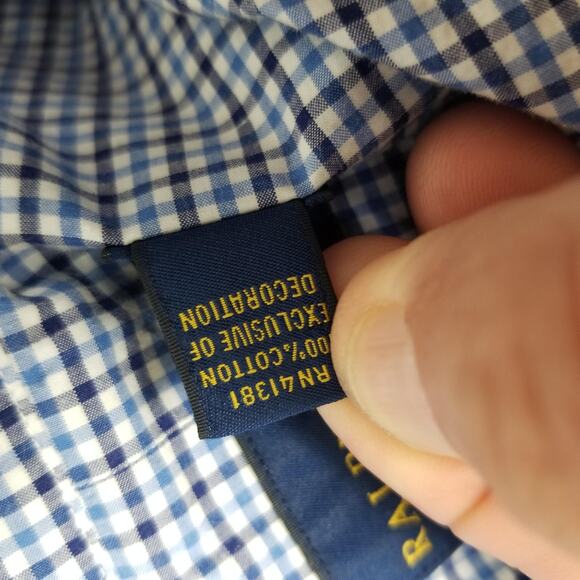 Ralph Lauren Shirt Mens XL Blue White Gingham Check Button Down Short Sleeve - Picture 14 of 14